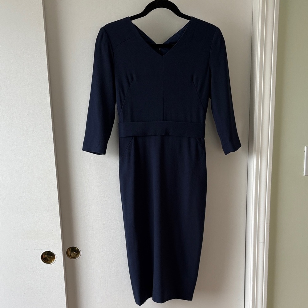 Goat Wool Crepe V-Neck Dress 2